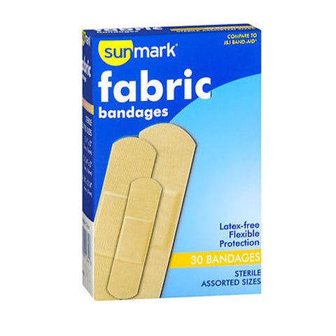Sunmark, Fabric Bandages Assorted Sizes, 30 Count Sunmark