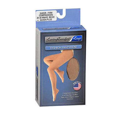 Loving Comfort, Fashion Pantyhose Sheer Firm Compression Queen Plus Beige, 1 Each Loving Comfort
