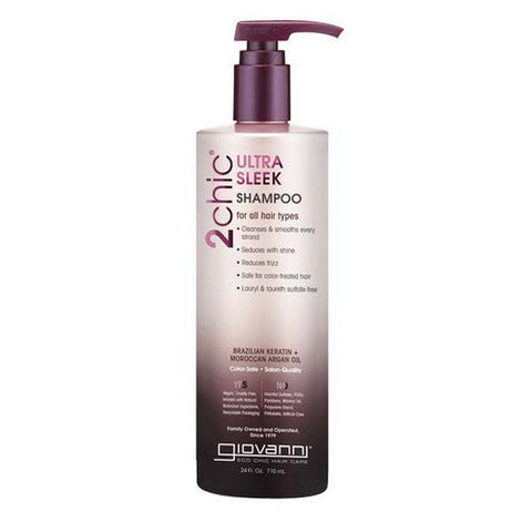 Giovanni Cosmetics, 2chic Brazilian Keratin and Argan Oil Ultra-Sleek Shampoo, 24 OZ Giovanni Cosmetics
