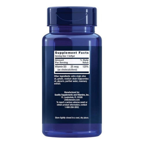 Life Extension, Vitamin D3, 25 Mcg, 250 Softgels Life Extension