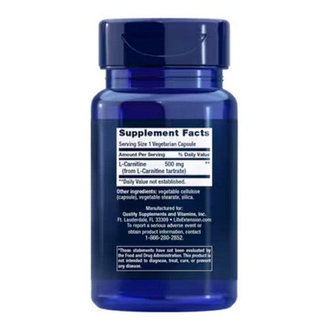 Life Extension, L-Carnitine, 500 mg, 30 Vcaps Life Extension