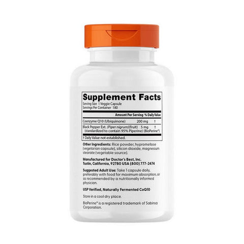 Doctors Best, High Absorption CoQ10, 200 mg, 180 Veggie Caps Doctors Best