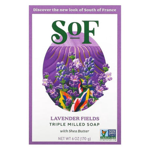 South Of France Soaps, Triple Milled Soap Bar Lavender Fields, Lavender Fields 6 oz South Of France Soaps