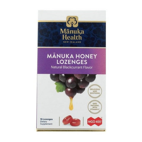 Manuka Health, Manuka Honey Lozenges Mgo 400+ Blackcurrant, Blackcurrant 15 Lozenges Manuka Health