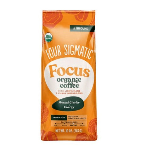 Four Sigma Foods Inc, Organic Coffee With Lion'S Mane And Chaga Mushrooms Ground Dark Roast, 12 Oz Four Sigma Foods Inc
