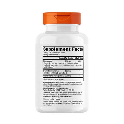 Doctors Best, CoQ 10 L-Carnitine Magnesium, 90 Veg Caps