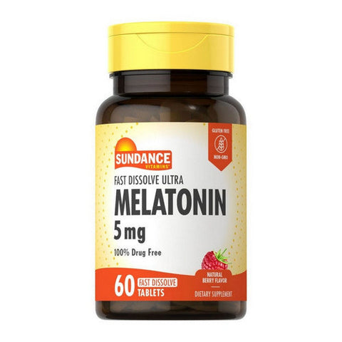 Sundance, Melatonin Fast Dissolve Ultra Natural Berry Flavor, 5 Mg, 60 Tabs Sundance