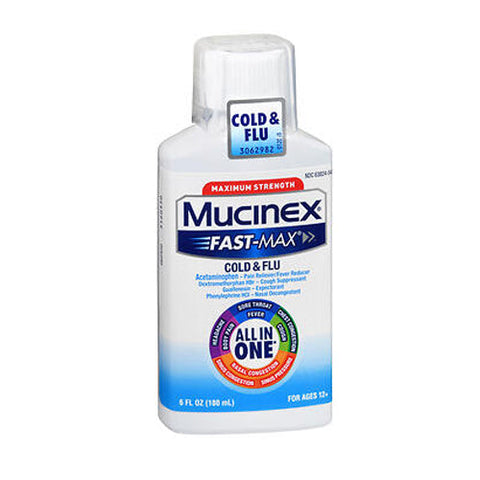 Mucinex, Fast-Max Cold & Flu Maximum Strength Liquid, 6 Oz Mucinex