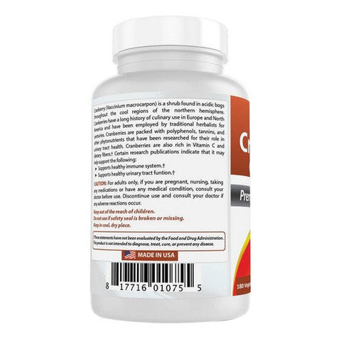 Best Naturals, Cranberry Concentrate, 12600 mg, 180 Veg Caps Best Naturals