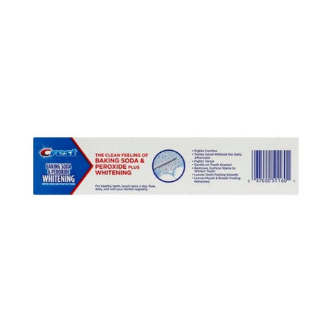 Crest, Cavity And Tartar Protection Toothpaste Whitening Baking Soda & Peroxide Fresh Mint, 5.7 Oz Crest