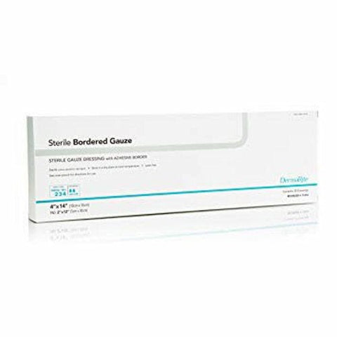 DermaRite, Adhesive Dressing DermaRite  4 X 14 Inch Gauze Rectangle White Sterile, Box Of 25 DermaRite
