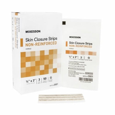 McKesson, Skin Closure Strip McKesson 1/4 X 3 Inch Nonwoven Material Flexible Strip Tan, Box Of 50 McKesson
