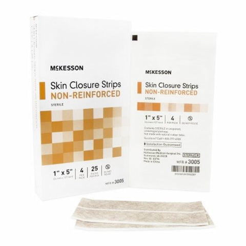McKesson, Skin Closure Strip McKesson 1 X 5 Inch Nonwoven Material Flexible Strip Tan, Box Of 25 McKesson