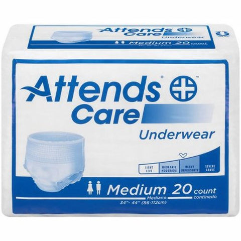 Attends, Unisex Adult Absorbent Underwear Care Pull On with Tear Away Seams Medium, Case Of 4 Attends