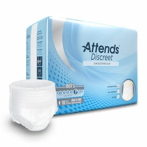 Attends, Male Adult Absorbent Underwear For Men Pull On with Tear Away Seams Large, Case Of 4 Attends