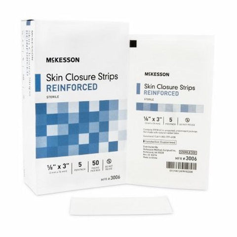 McKesson, Skin Closure Strip 1/8 X 3 Inch Nonwoven Material 3006, Case Of 4 McKesson