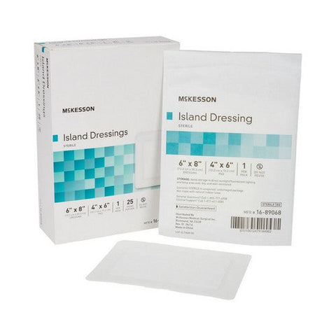 McKesson, Adhesive Dressing McKesson 6 X 8 Inch Polypropylene / Rayon Rectangle White Sterile, Box Of 25 McKesson