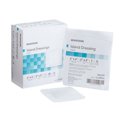McKesson, Adhesive Dressing McKesson 4 X 4 Inch Polypropylene / Rayon Square White Sterile, Box Of 25 McKesson