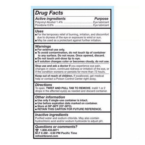 Refresh, Classic Lubricant Eye Drops, Count of 50