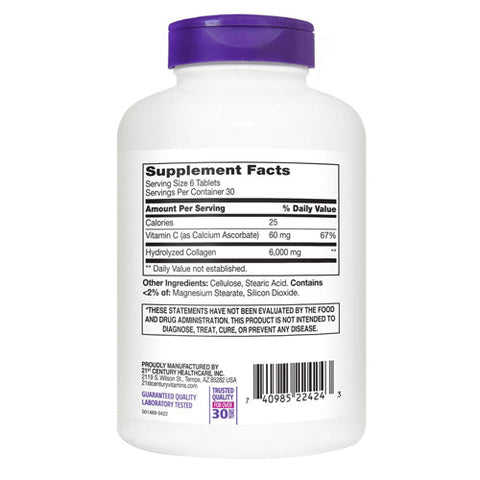 21st Century, Super Collagen Plus Vitamin C, 6000 Mg, 180 Tabs 21st Century