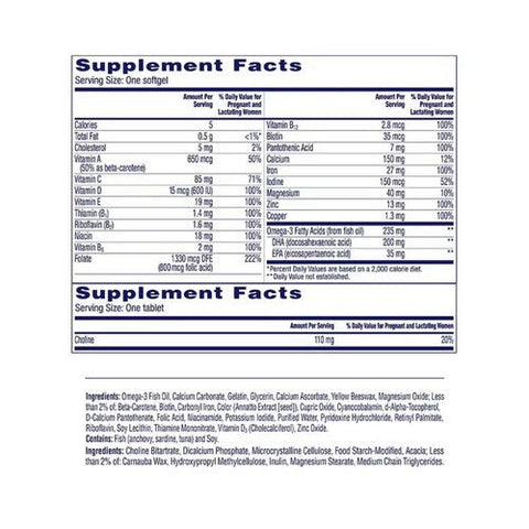 One A Day, Prenatal Advanced Complete Multivitamin Softgels And Tablets, 60 Count