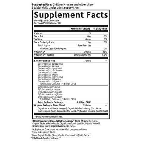 Garden of Life, Dr. Formulated Probiotics Organic Kids + 5 Billion CFU, Watermelon, 30 Chewable Tabs Garden of Life