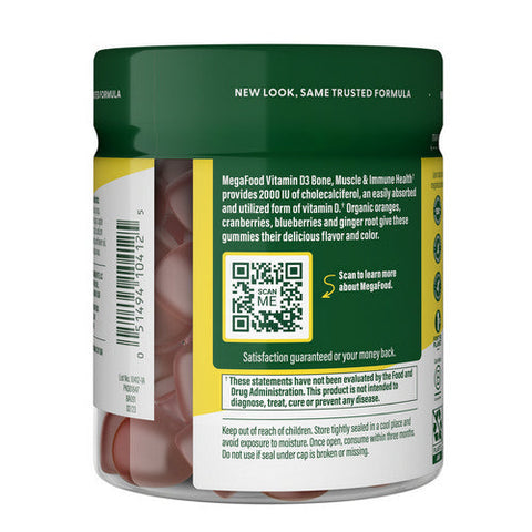 MegaFood, D3 Wellness, 1000 IU, Mixed Fruit, 70 Gummies MegaFood