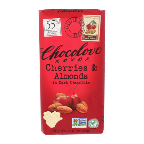Chocolove, Dark Chocolate Bar Cherries And Almonds, 3.2 Oz(Case Of 12) Chocolove