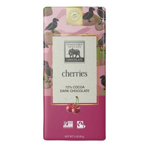 Endangered Species, Vibrant Cherries Dark Chocolate Bar, 3 Oz(Case Of 12)