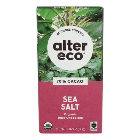 Alter Eco, Organic Dark Chocolate Deep Dark Sea Salt, 2.82 Oz(Case Of 12) Alter Eco