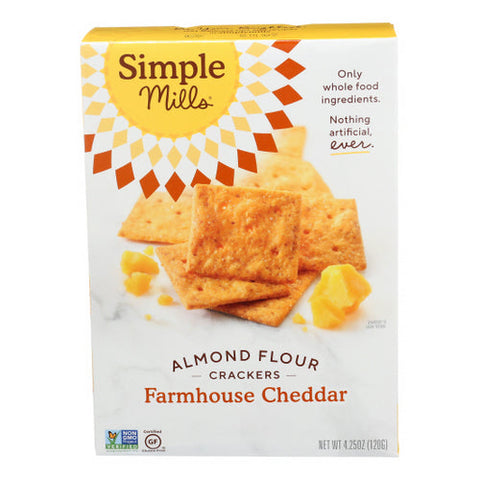 Simple Mills, Almond Flour Crackers Gluten Free Farmhouse Cheddar, 4.25 Oz(Case Of 6) Simple Mills