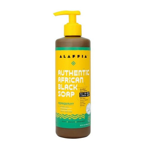 Alaffia, Authentic African Peppermint Black Soap, 16 Oz Alaffia