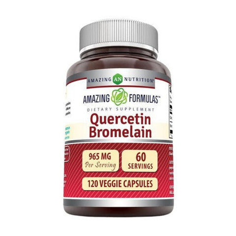 Amazing Nutrition, Amazing Formulas Quercetin with Bromlain, 500 mg, 120 Veg Caps Amazing Nutrition