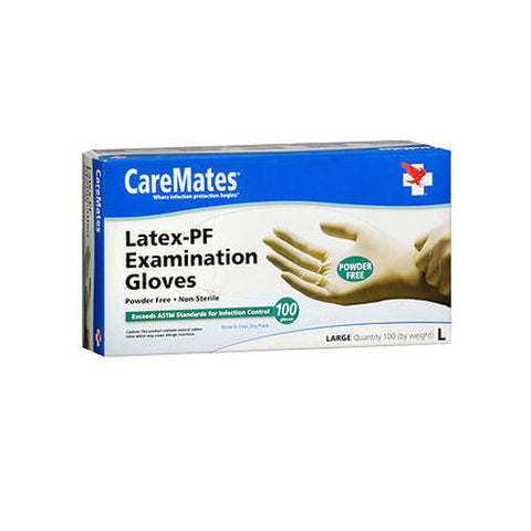 Caremates, Latex-Pf Examination Gloves Large, 100 Each Caremates