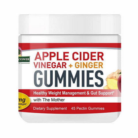 Nature's Answer, Apple Cider Vinegar + Ginger Gummies With The Mother, 500 Mg, 45 Gummies Nature's Answer