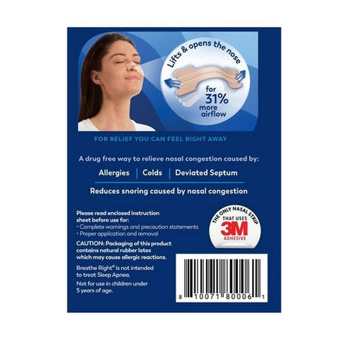 Breathe Right, Nasal Strips Original Tan Small And Medium, 30 Count Breathe Right