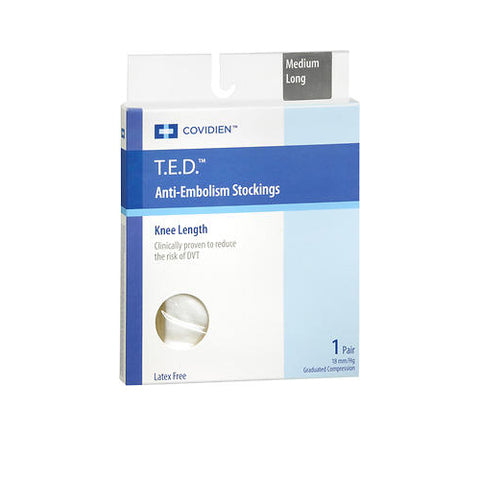Anti-Embolism Stockings Knee Length White Medium Long 1 Count by T.E.D