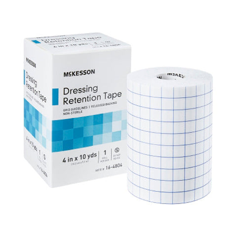 McKesson, Nonwoven Fabric / Printed Release Paper Dressing Retention Tape 4 Inch x 10 Yard White, Box Of 1 McKesson
