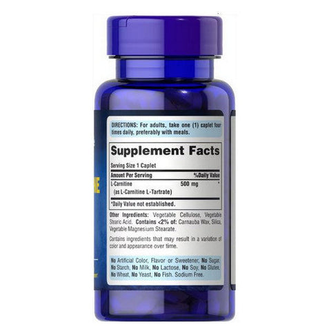 Puritan's Pride, L-Carnitine, 500 mg, 60 Caplets Puritan's Pride