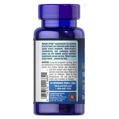 Puritan's Pride, L-Carnitine, 500 mg, 60 Caplets Puritan's Pride