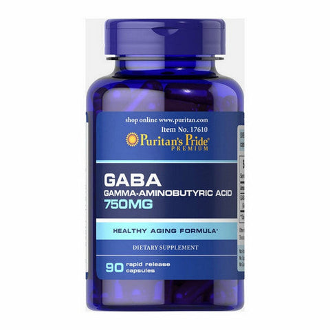 Puritan's Pride, GABA (Gamma Aminobutyric Acid), 750 mg, 90 Capsules Puritan's Pride