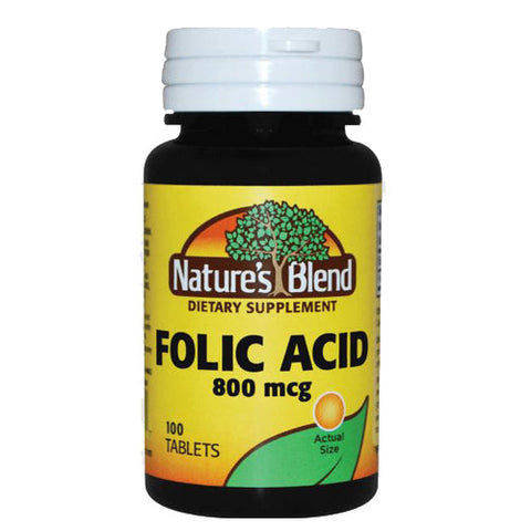 Nature's Blend, Folic Acid, 800 mcg, 100 Tabs Nature's Blend