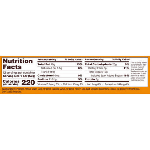 Bobs Red Mill, Peanut Butter Honey And Oats Bar, 12 Bars Bobs Red Mill