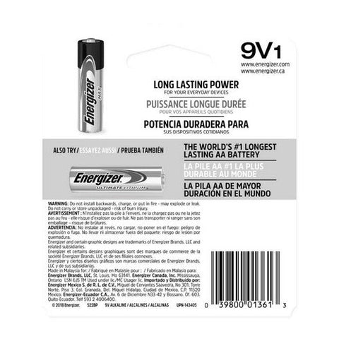 Energizer, Max Battery 9 Volt, 1 Each Energizer