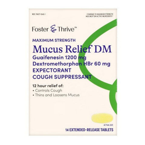 Foster And Thrive, Maximum Strength Mucus Relief DM, 1200 Mg, 14 Tabs Foster And Thrive