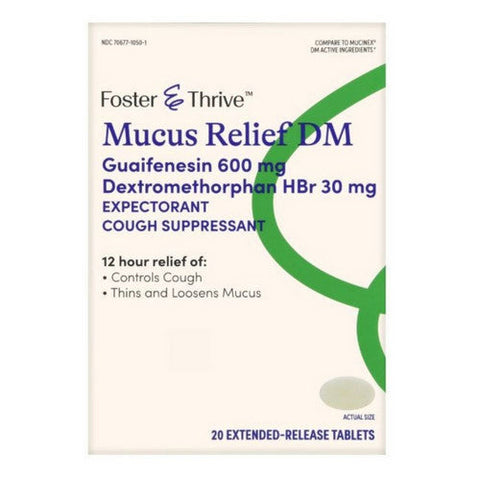 Foster And Thrive, Mucus Relief Dm Guaifenesin Dextromethorphan Hbr Extended Release, 600 Mg, 20 Tabs Foster And Thrive