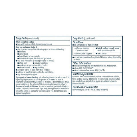 Advil, Dual Action Pain Reliever Caplets, 18 Count Advil