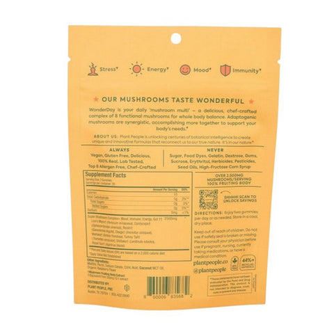 Plant People, WonderDay Mushroom Gummies Wild Raspberry, 60 Gummies Plant People