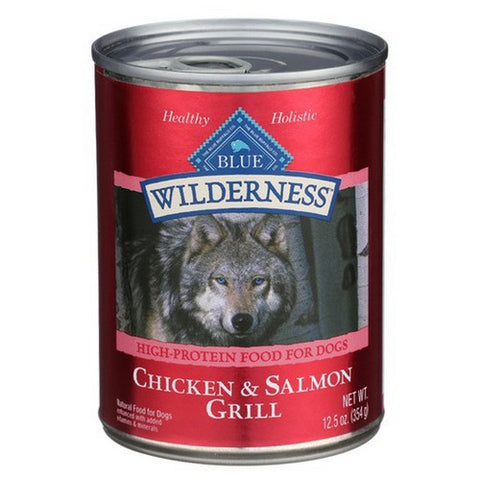 Wilderness High Protein Natural Adult Wet Dog Food with Salmon & Chicken Grill 12.5 Oz (Case Of 12) by Blue Buffalo