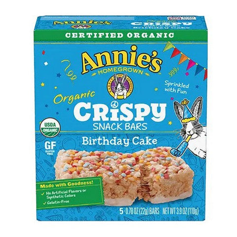 Annie's Homegrown, Organic Crispy Birthday Cake Snack Bars, 3.9 Oz (Case Of 8) Annie's Homegrown